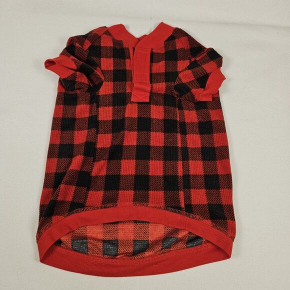 Eddie Bauer Dog Holiday Red Plaid Flannel Sweater LARGE Christmas Winter Picture - Picture 3 of 10